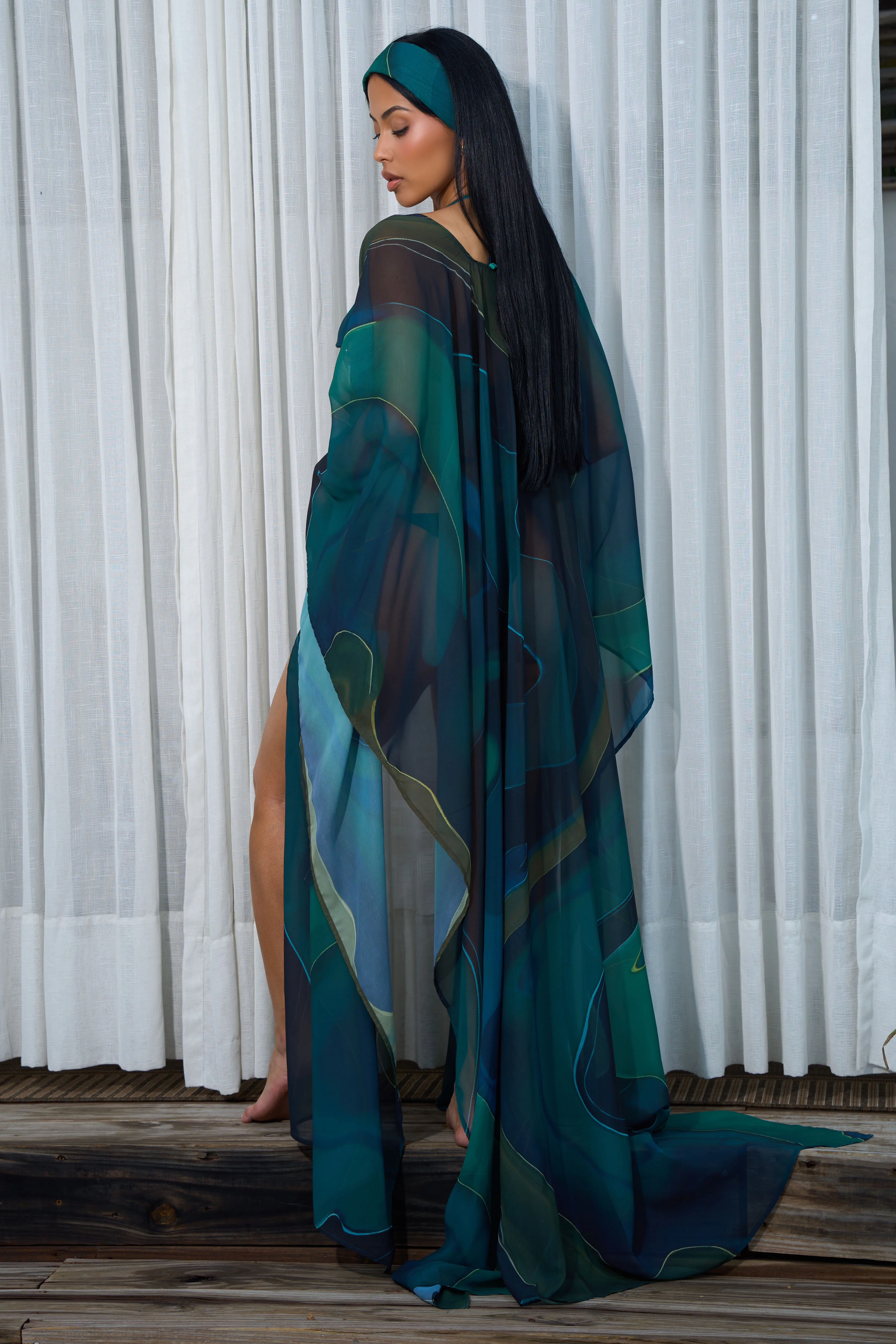 HALLE KIMONO-GREEN PRINT - Image 2