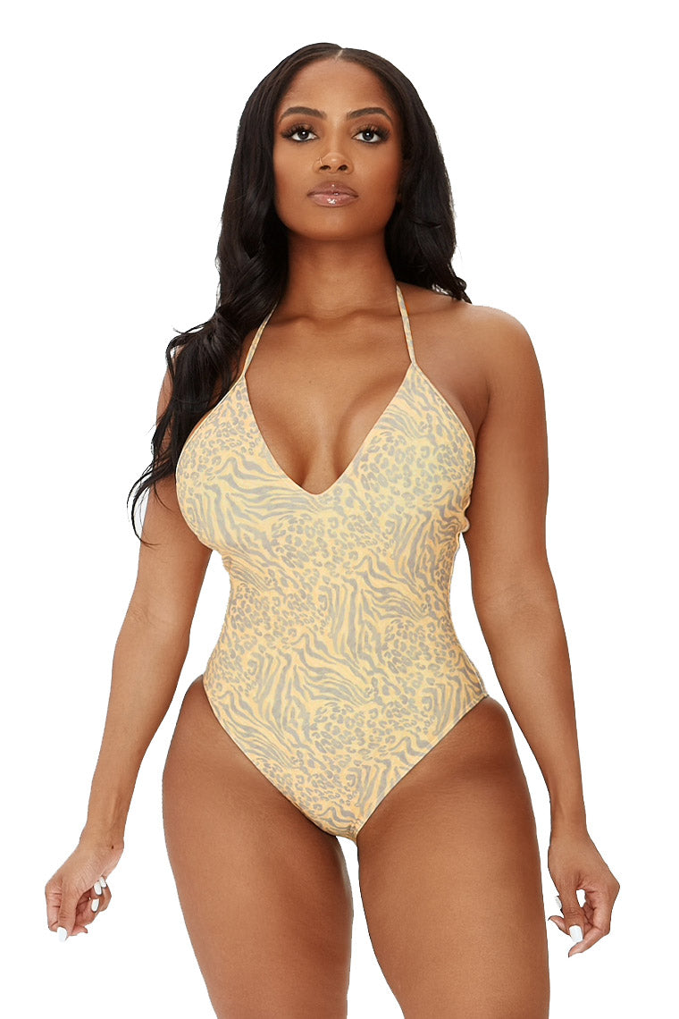 RIDE THE TIDE SWIMSUIT-TAN MULTI ANIMAL PRINT - Image 3