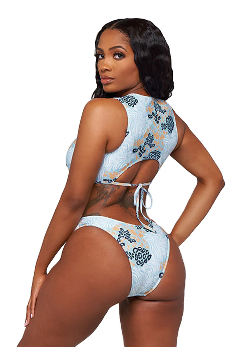 SANTA MONICA BIKINI-BLUE ANIMAL PRINT - Image 4